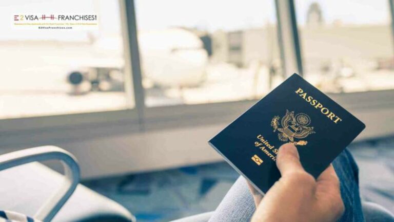 E2 visa renewal investor holding an US passport in an airport