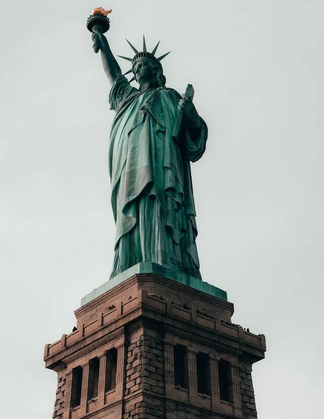 Liberty statue standing high