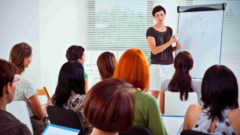 A franchise training with room full of people